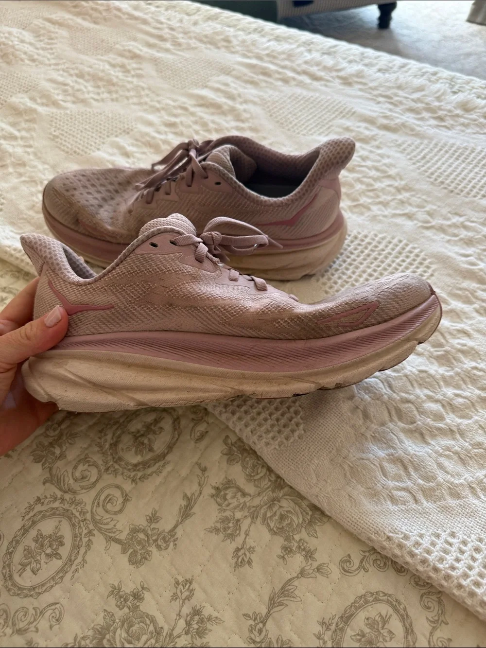 Hoka Women's Pink Lace-Up Running Shoes